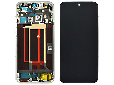 Oppo Reno14 5G - Lcd + Touch Screen + Frame + Tasti Laterali Opal White